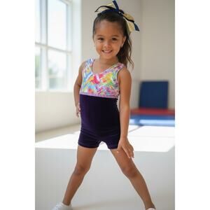 GK Girl's Toddler Gymnastic Suit Leotard Purple Velvet Size 3-4T Child Bodysuit